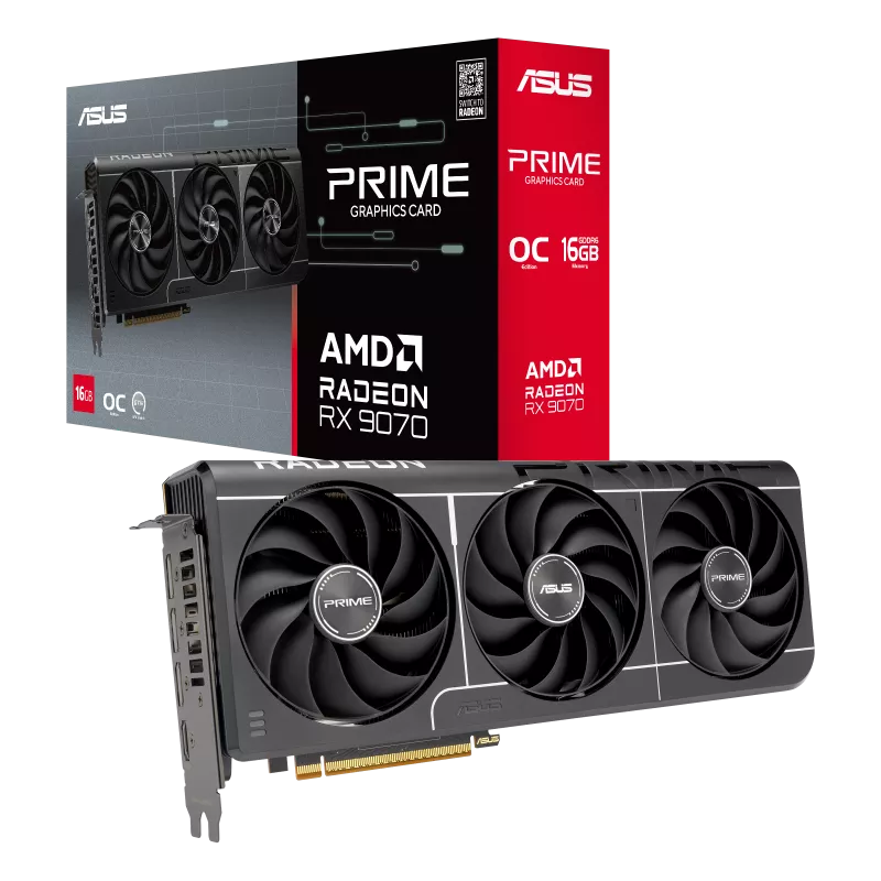 ASUS Prime Radeon RX 9070 16GB OC Edition GDDR6 Graphics Card – PCIe 5.0, Boost Clock up to 2610 MHz, 192-bit Memory Interface